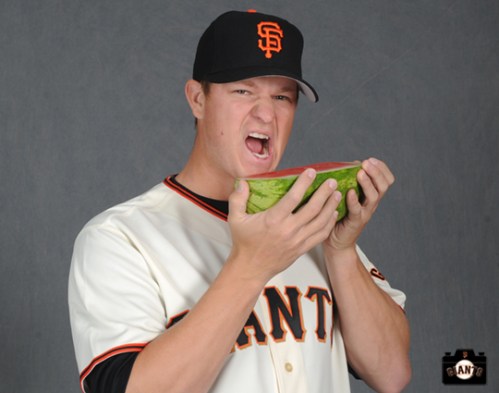 Matt Cain poses for the Jr Giants handbook on Tuesday, February 19, 2013.
